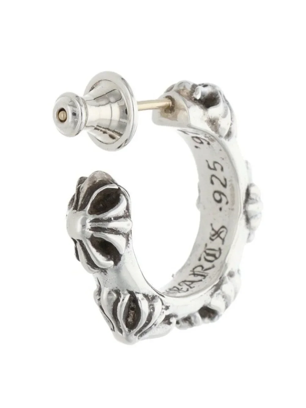 Chrome Hearts Hoop Cross Sml Band Silver Earrings